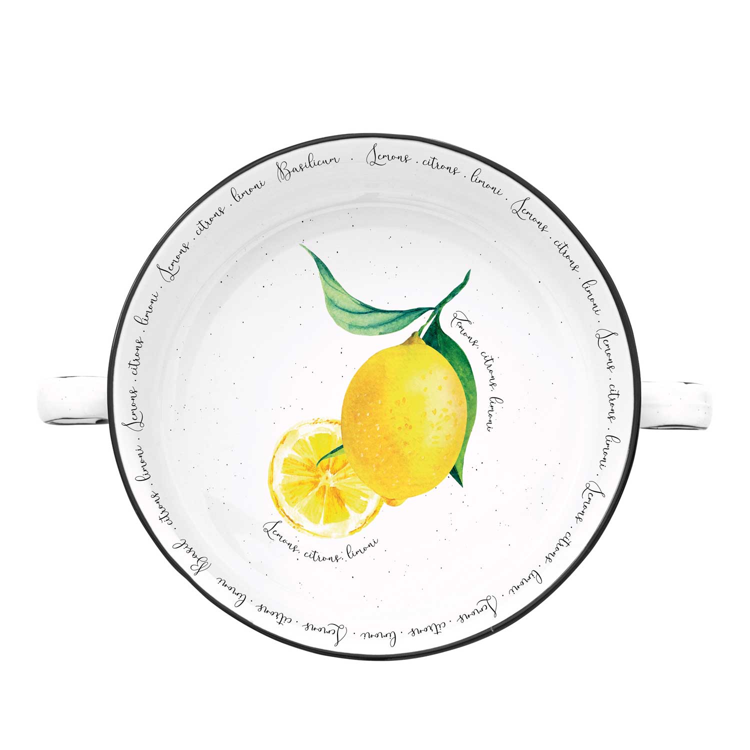 Tál Citrom mintás Porcelán tál füllel 12 cm Amalfi