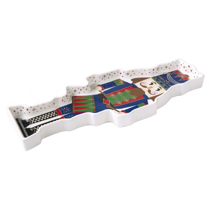 Tál Diótörő formájú karácsonyi porcelán kínáló tál, 36,5x14 cm, díszdobozban - Nutcrackers
