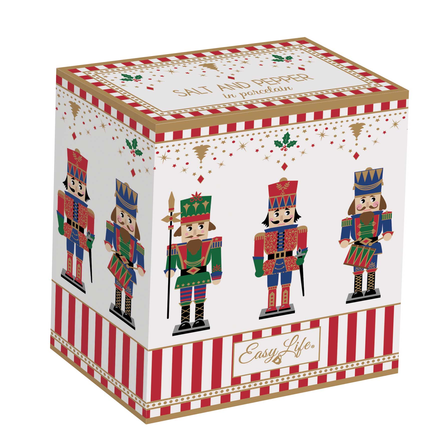 Karácsonyfadísz Diótörő formájú porcelán só-borsszóró szett Nutcrackers