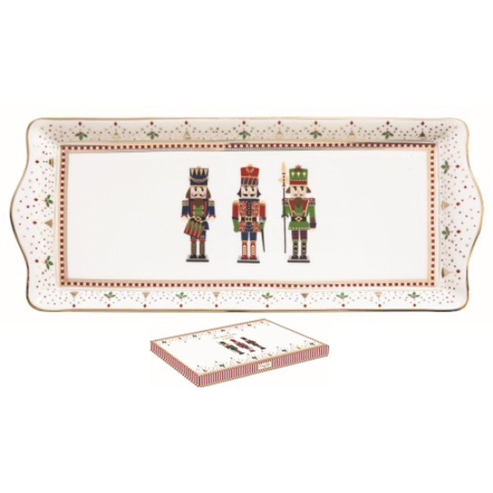 Tálca Diótörő karácsonyi porcelán kínáló tálca díszdobozban, 35x15 cm - Nutcrackers