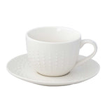 Bögre, csésze Drops fehér modern porcelán teáscsésze aljjal