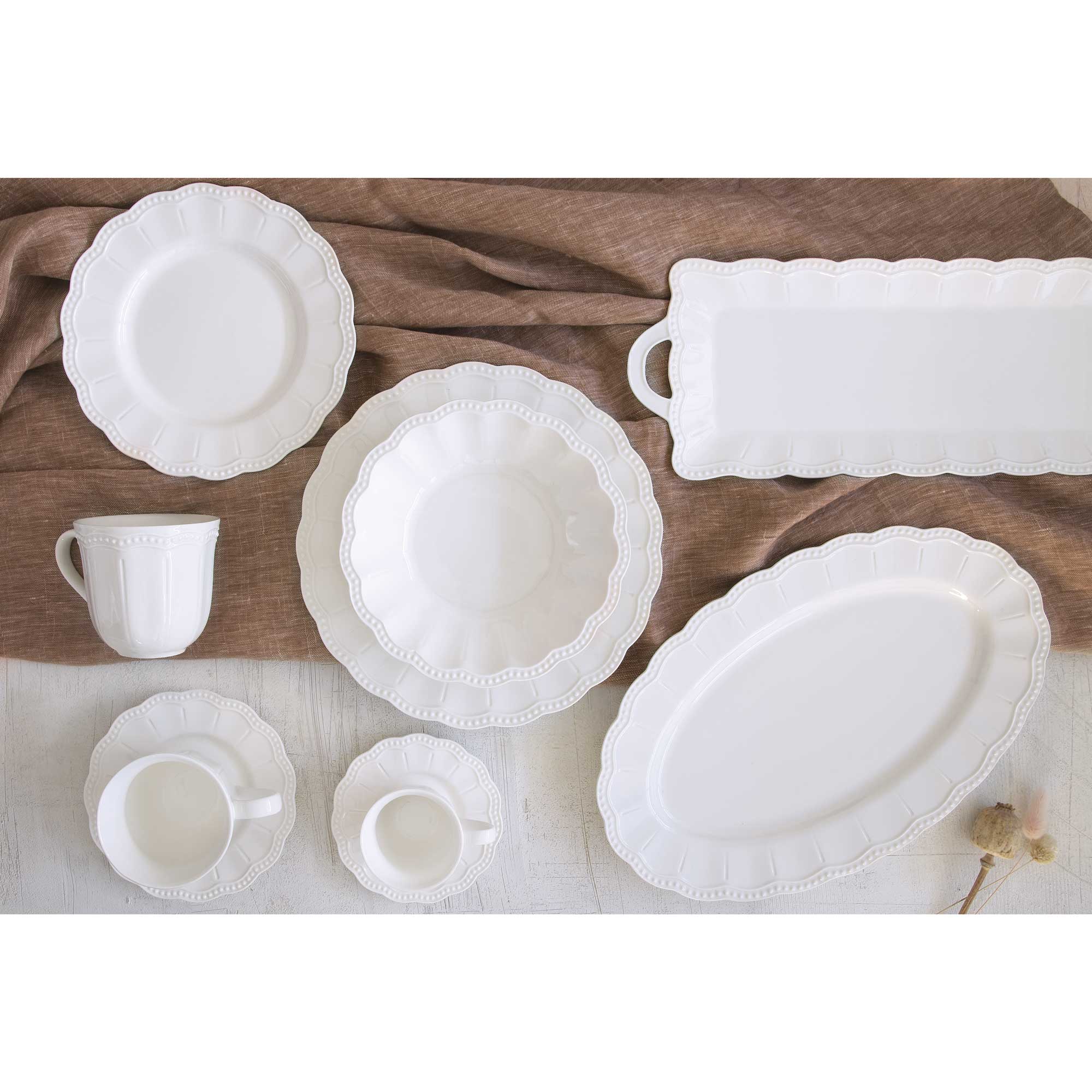 Tál Elite White fehér porcelán ovális sültes kínáló tál domború mintával
