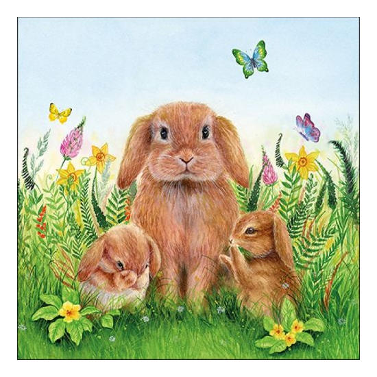 Szalvéta Húsvéti nyuszis papírszalvéta, 33x33cm - Rabbit Family