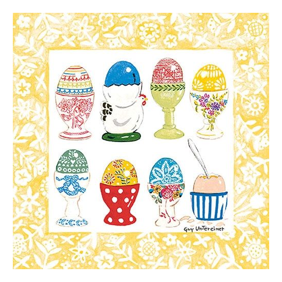Szalvéta Húsvéti papírszalvéta Eggs In Cup Yellow 33x33cm