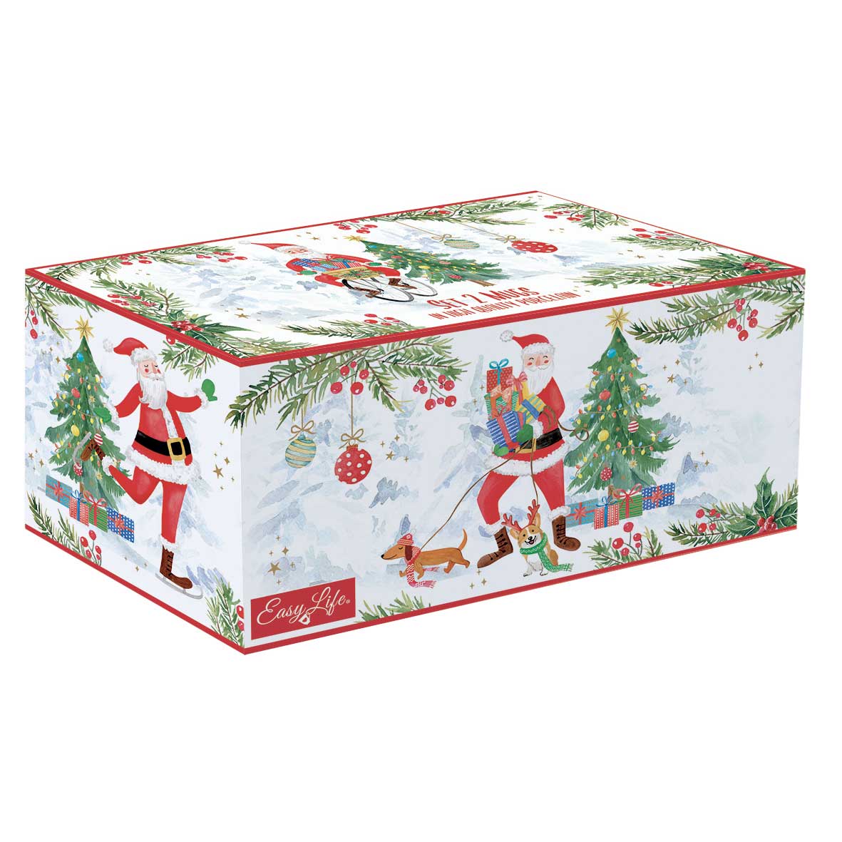 Tányér, étkészlet Joyful Santa karácsonyi Porcelán bögre szett 2 személyes