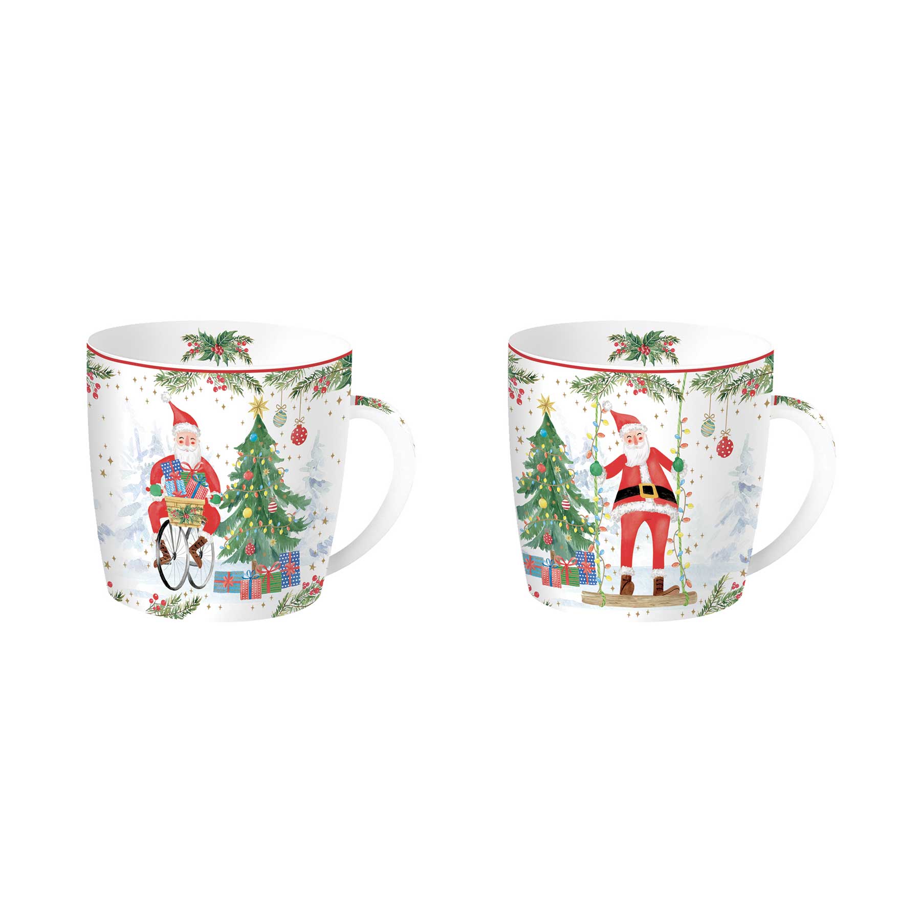 Tányér, étkészlet Joyful Santa karácsonyi Porcelán bögre szett 2 személyes