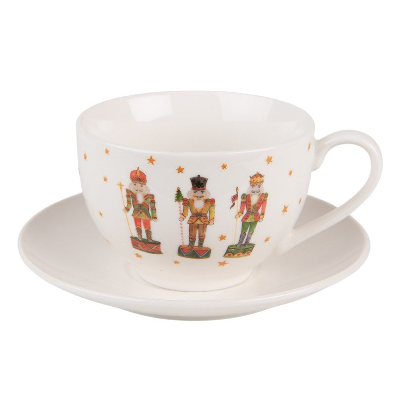 Tányér, étkészlet Karácsonyi diótörő mintás porcelán csésze aljjal Happy Little Christmas