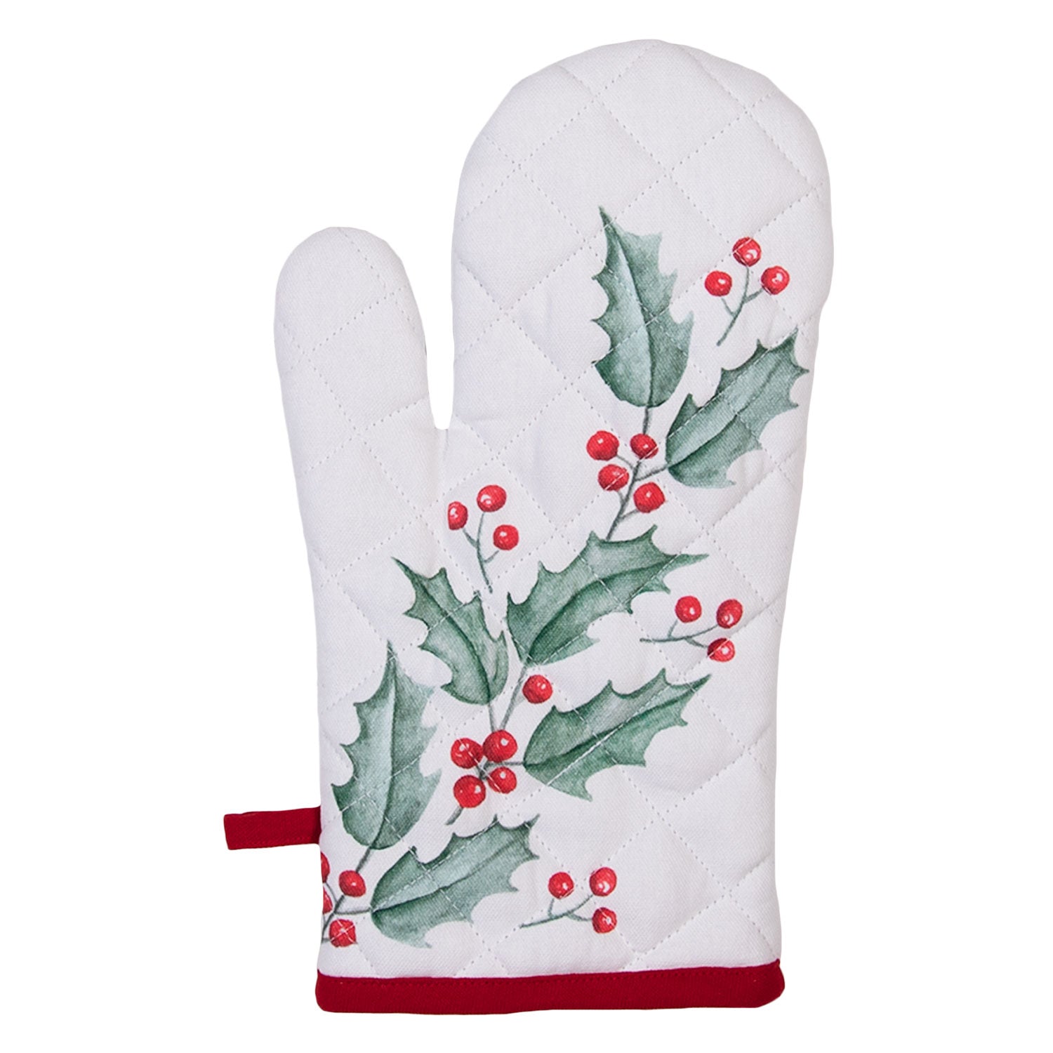 Edényfogó kesztyű Karácsonyi edényfogó kesztyű pamut szarvasos, magyal mintás Holly Christmas