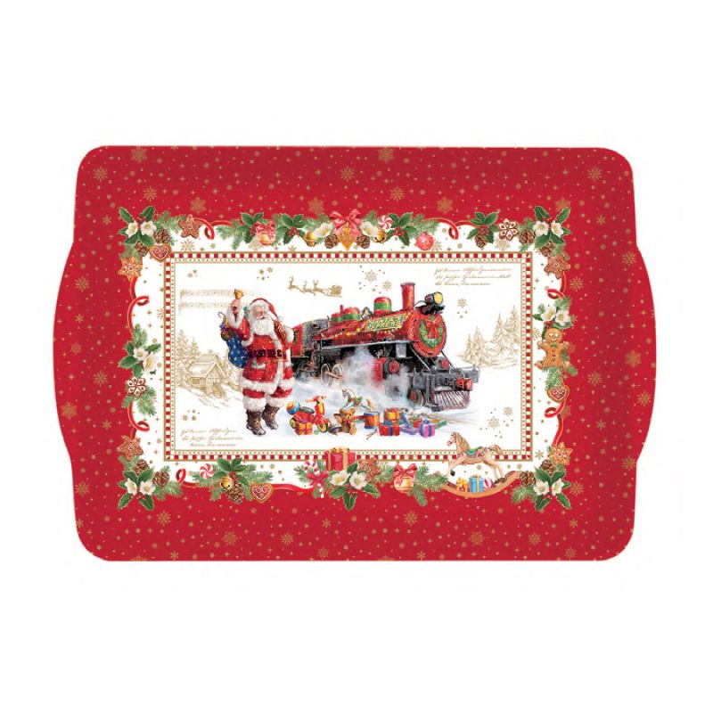 Tálca Karácsonyi műanyag kínáló tálca 33x22 cm Christmas Memories