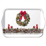 Tálca Karácsonyi műanyag kis tálca Bow On Wreath