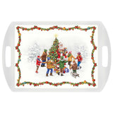 Tálca Karácsonyi műanyag nagy kínáló tálca 52X35 cm Christmas Round Dance
