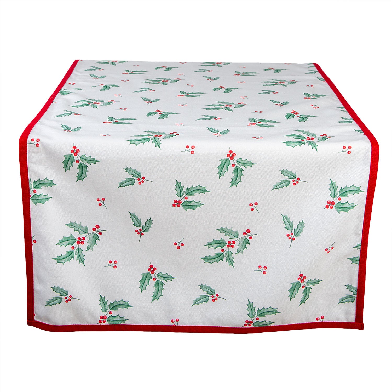 Asztali futó Karácsonyi pamut szarvasos, magyal mintás asztali futó, 50x140 cm Holly Christmas