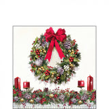 Szalvéta Karácsonyi papírszalvéta 25x25 cm Bow On Wreath