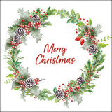 Szalvéta Karácsonyi papírszalvéta 33x33 cm Holiday Wreath White