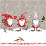 Tálca Karácsonyi papírszalvéta 33x33 cm manókkal Skating Dwarfs