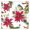 Szalvéta Karácsonyi papírszalvéta Bird on Poinsettia white