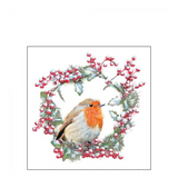 Szalvéta Karácsonyi papírszalvéta Robin in Wreath