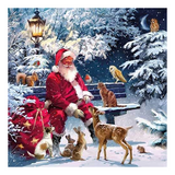Szalvéta Karácsonyi papírszalvéta Santa On Bench