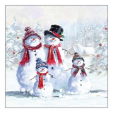 Szalvéta Karácsonyi papírszalvéta Snowmen With Hat