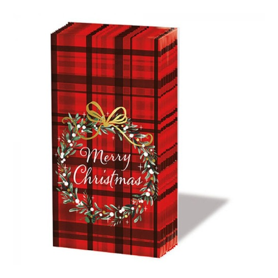 Papírzsebkendő Karácsonyi papírzsebkendő Christmas Plaid Red