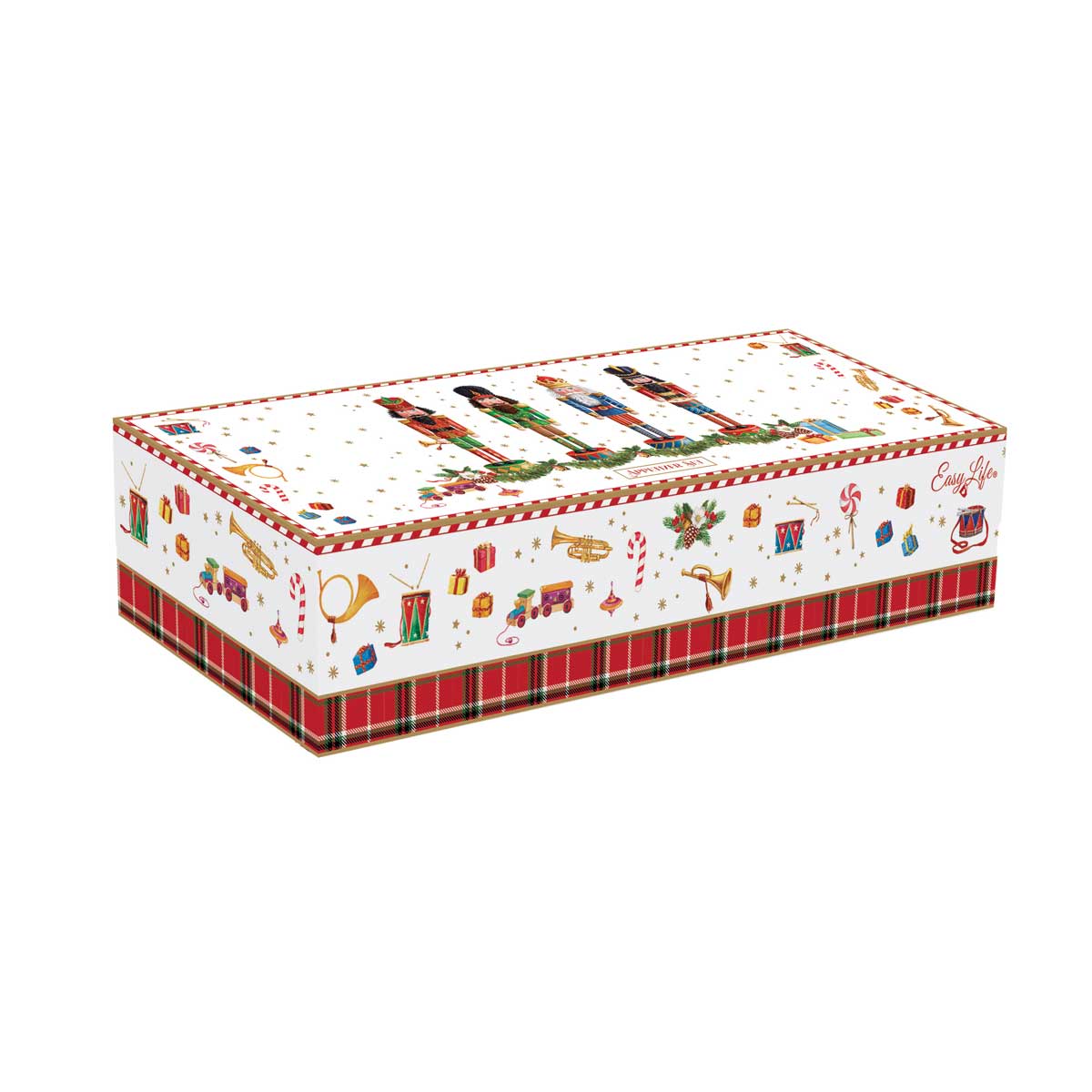 Tálka Karácsonyi porcelán 3 db-os diótörő tálka szett bambusztálcán Vintage Nutcracker