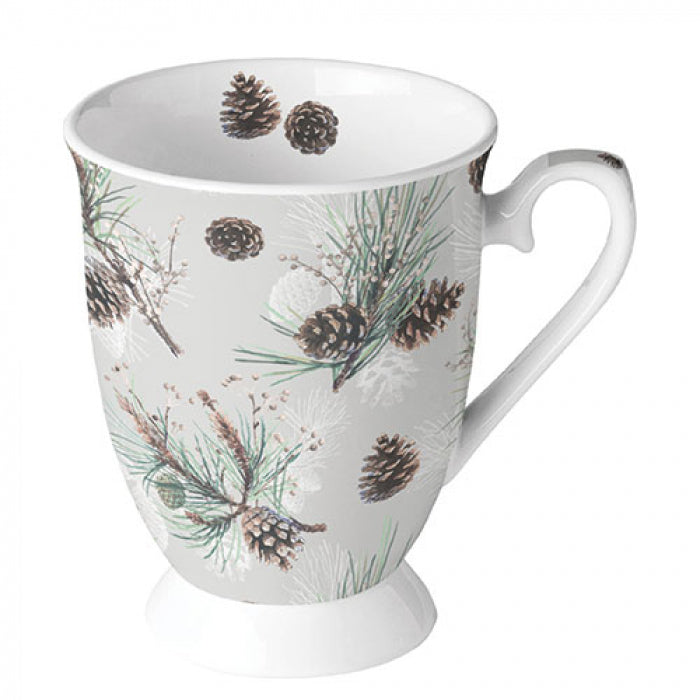Bögre, csésze Karácsonyi porcelán bögre Pine Cone All Over 250 ml