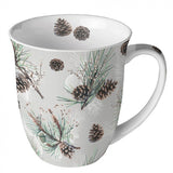 Bögre, csésze Karácsonyi porcelán bögre Pine Cone All Over 400 ml