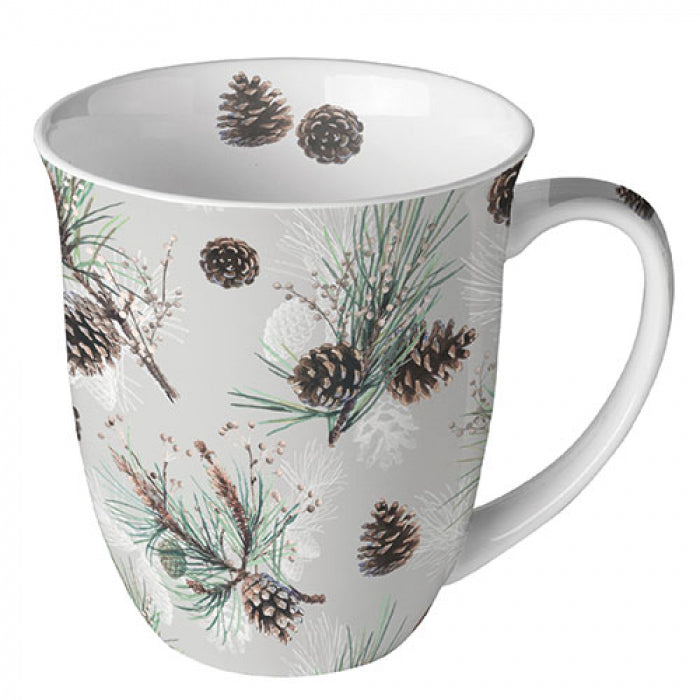 Bögre, csésze Karácsonyi porcelán bögre Pine Cone All Over 400 ml
