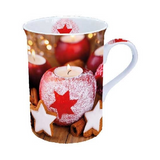 Bögre, csésze Karácsonyi porcelán bögre Star On Candle 250ml