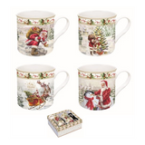 Bögre, csésze Karácsonyi porcelán bögre szett 4db-os díszdobozban, 300 ml - Christmas Time