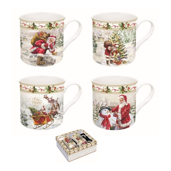 Bögre, csésze Karácsonyi porcelán bögre szett 4db-os díszdobozban, 300 ml - Christmas Time