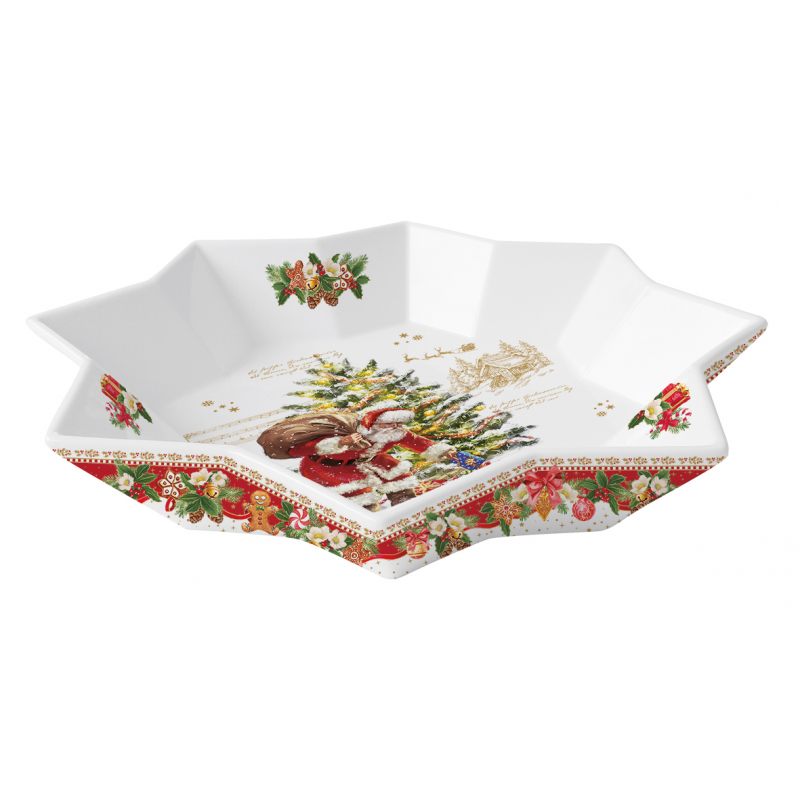 Tál Karácsonyi porcelán csillag alakú kínáló tál, 25x4,5 cm, díszdobozban - Christmas Memories