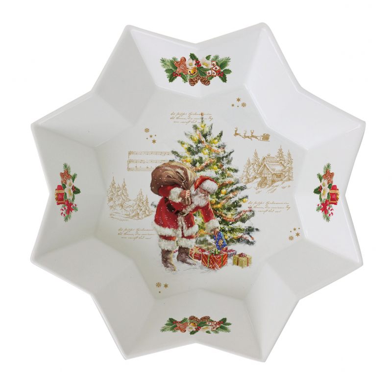Tál Karácsonyi porcelán csillag alakú kínáló tál, 25x4,5 cm, díszdobozban - Christmas Memories