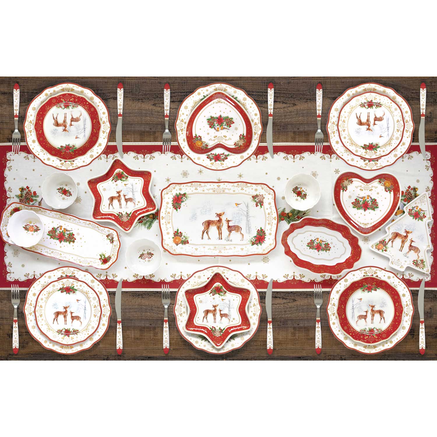 Tányér, étkészlet Karácsonyi porcelán desszertes tányér Christmas Melody
