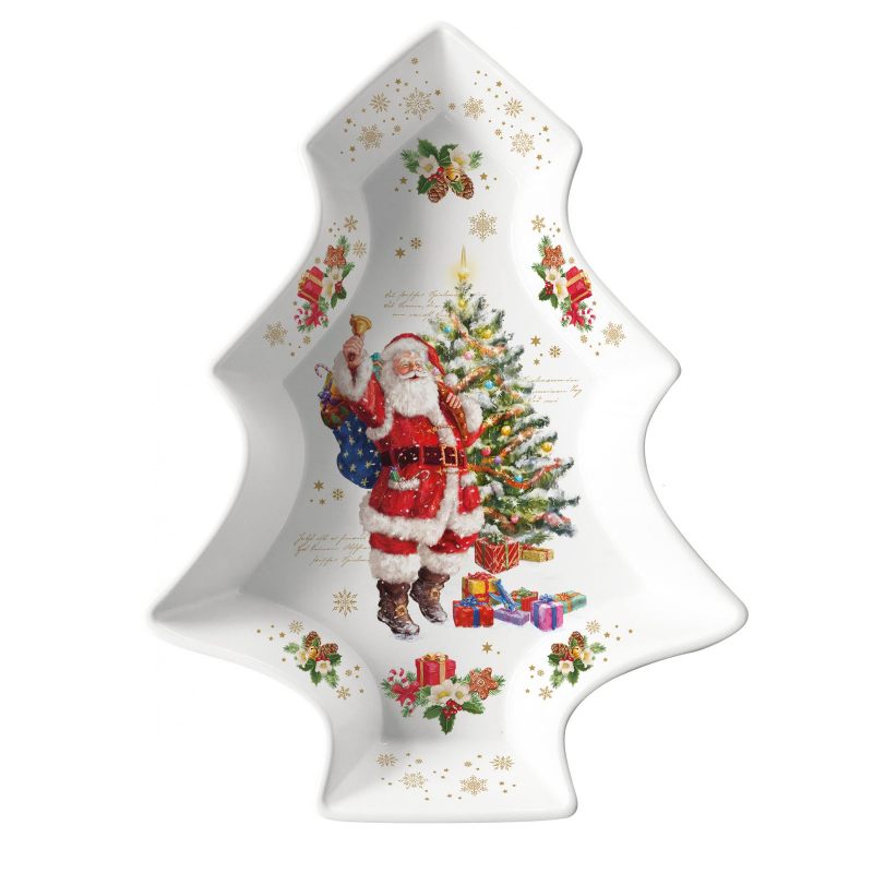 Tál Karácsonyi porcelán fenyőfa alakú kínáló tál, 21,5x28,5 cm, díszdobozban - Christmas Memories