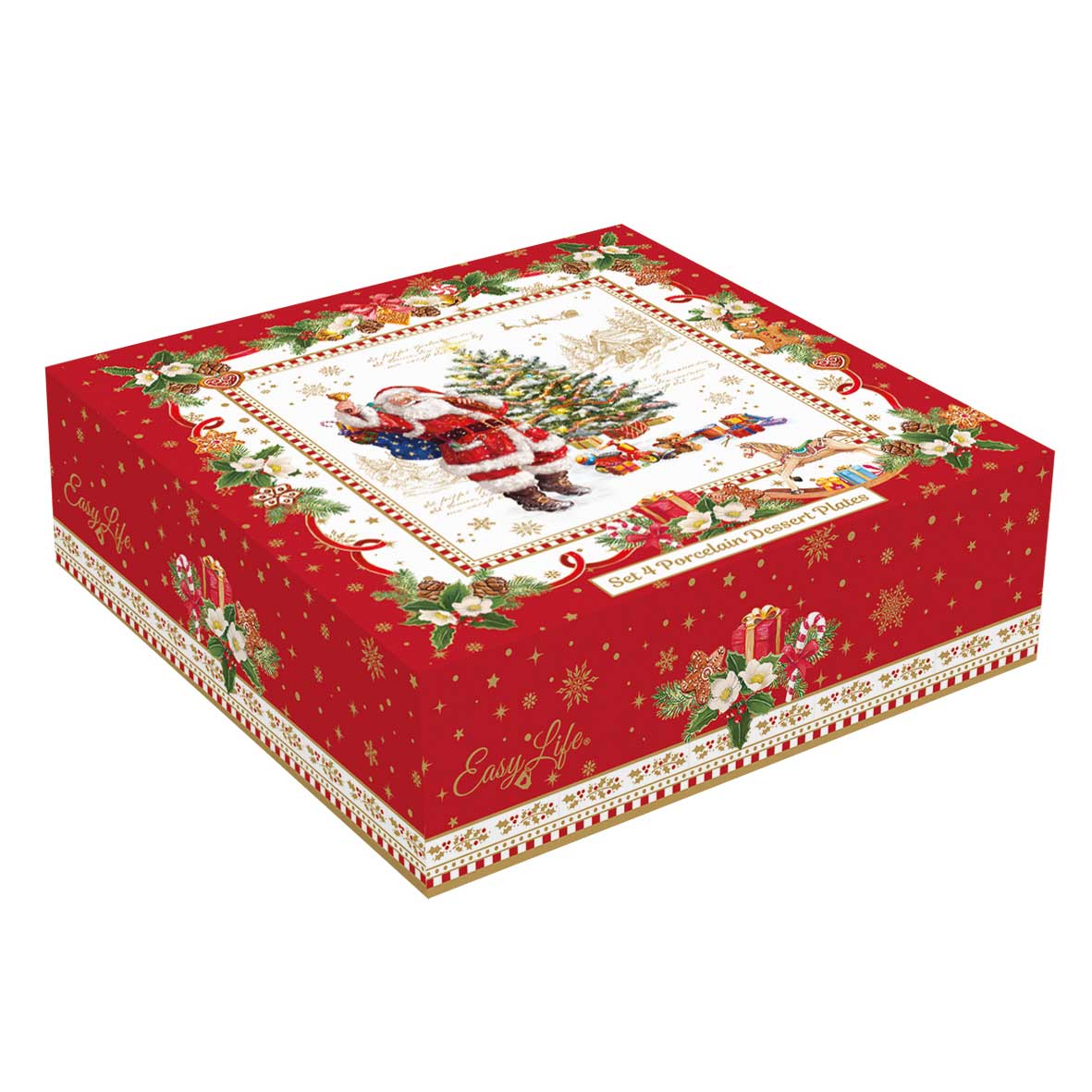 Tányér, étkészlet Karácsonyi porcelán kicsi desszertes tányér 4 db-os szett Christmas Memories