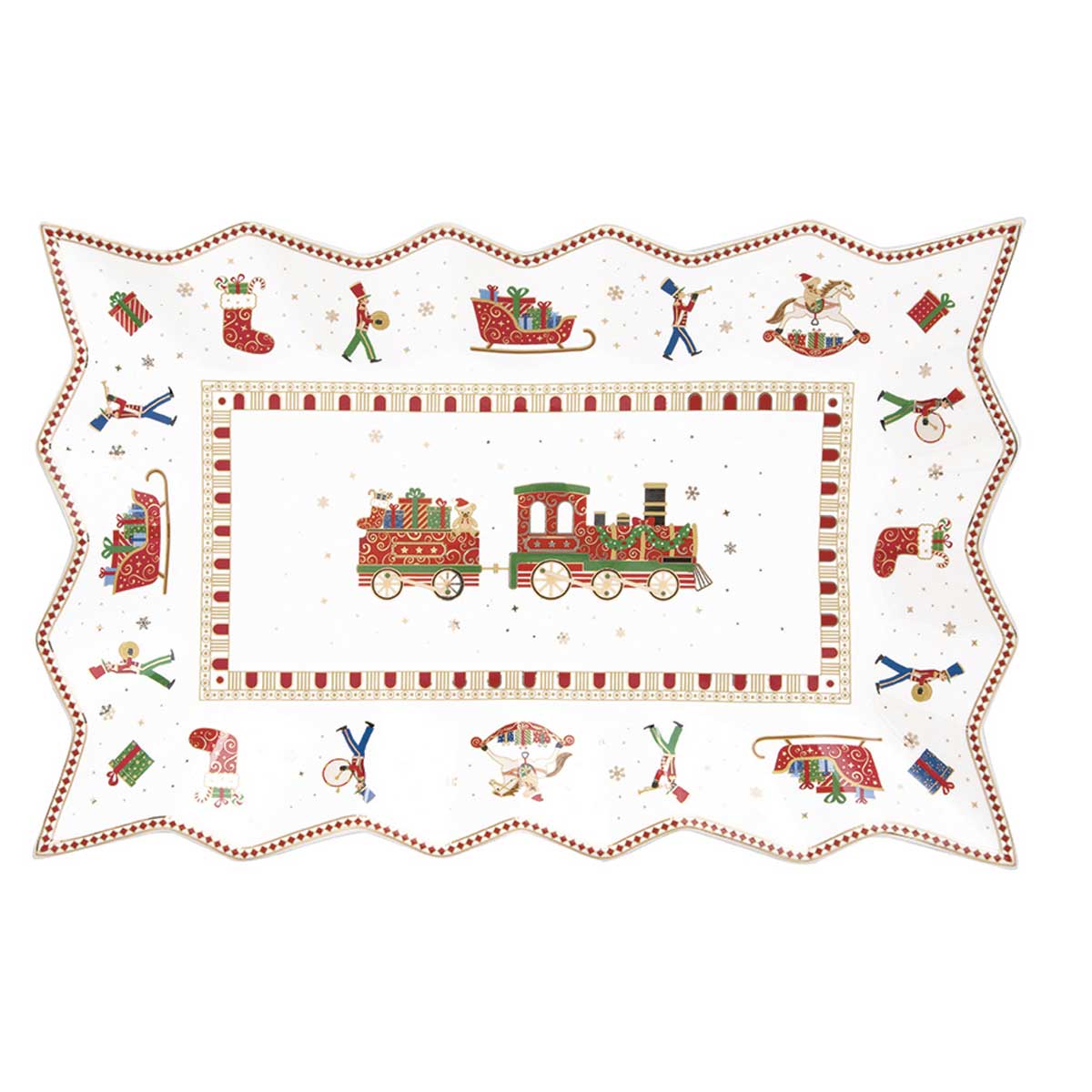 Tálca Karácsonyi porcelán kisvonatos kínáló tálca Polar Express