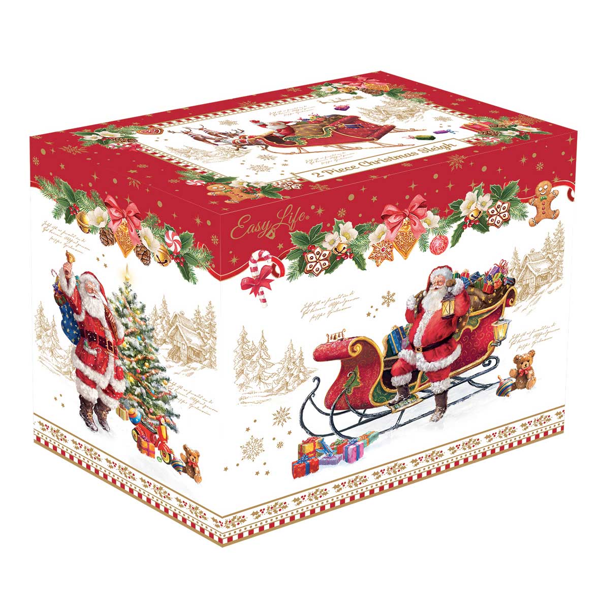 Kínáló tál Karácsonyi porcelán szánkó kínáló tál díszdobozban Christmas Memories