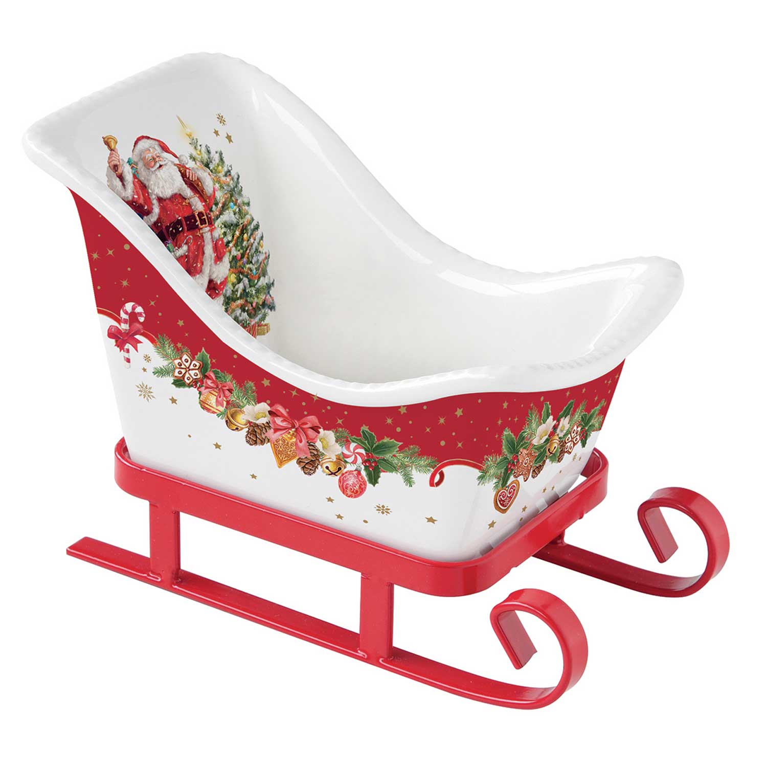 Kínáló tál Karácsonyi porcelán szánkó kínáló tál díszdobozban Christmas Memories