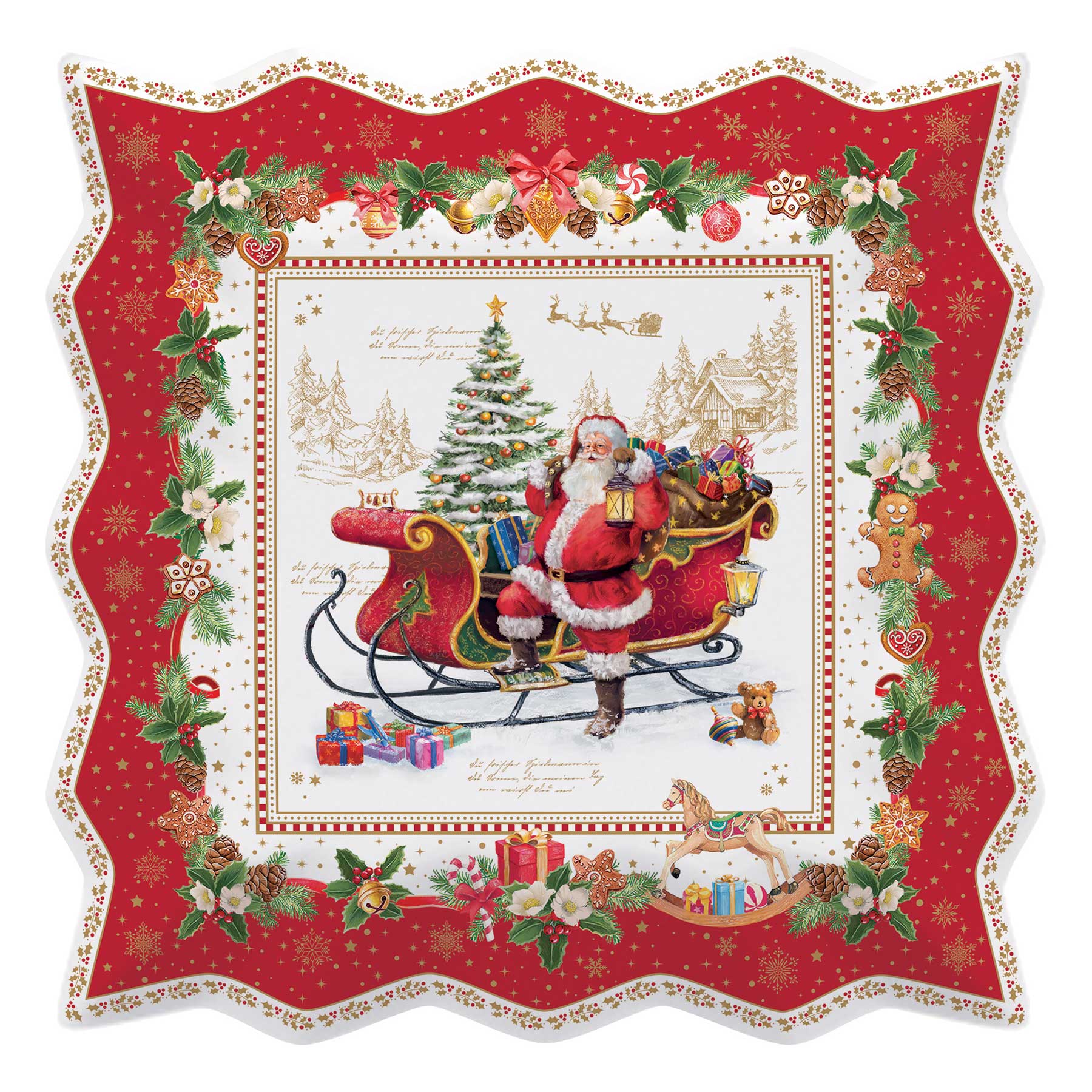 Tálca Karácsonyi porcelán tálca 30x30 cm Christmas Memories