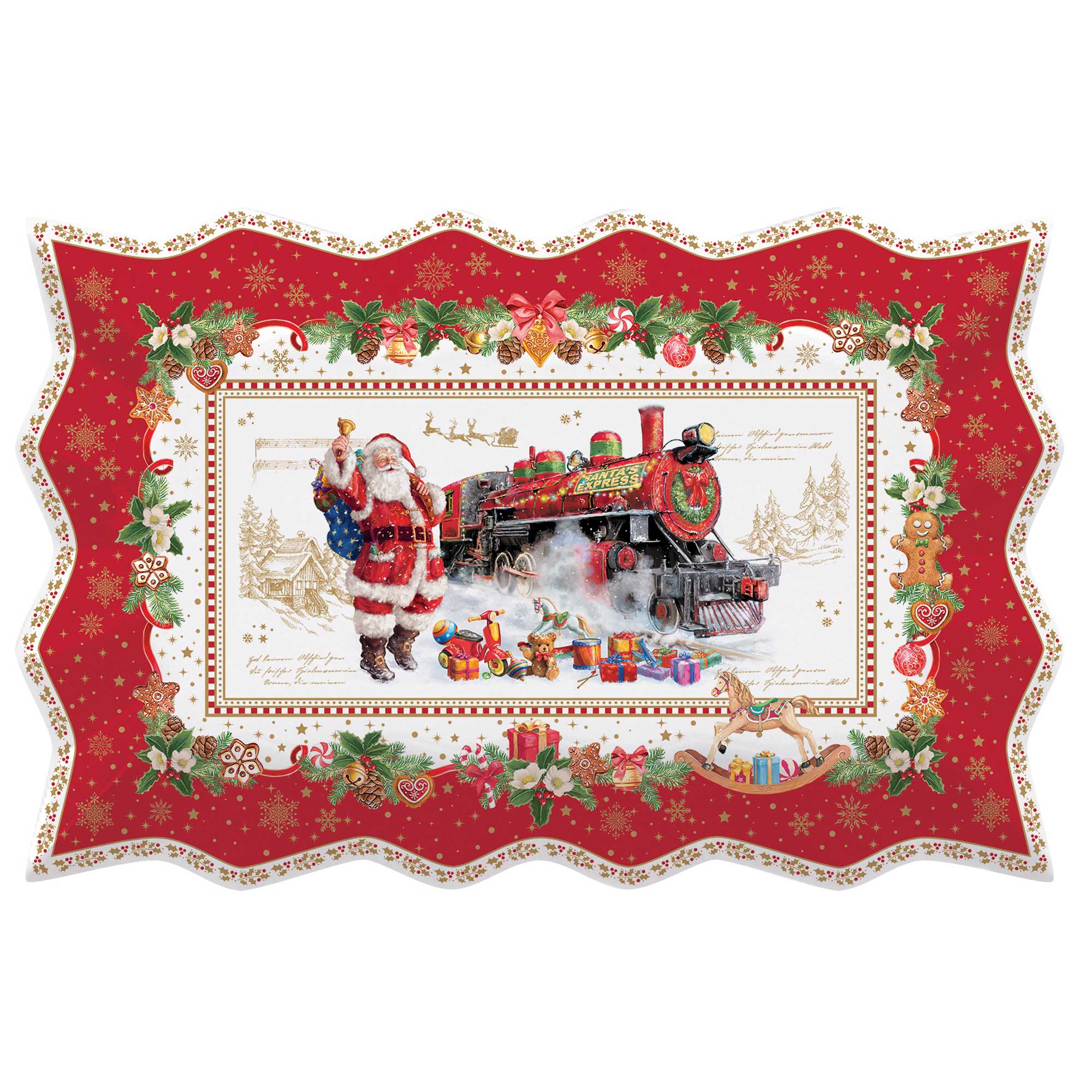 Tálca Karácsonyi porcelán tálca 35x23 cm Christmas Memories