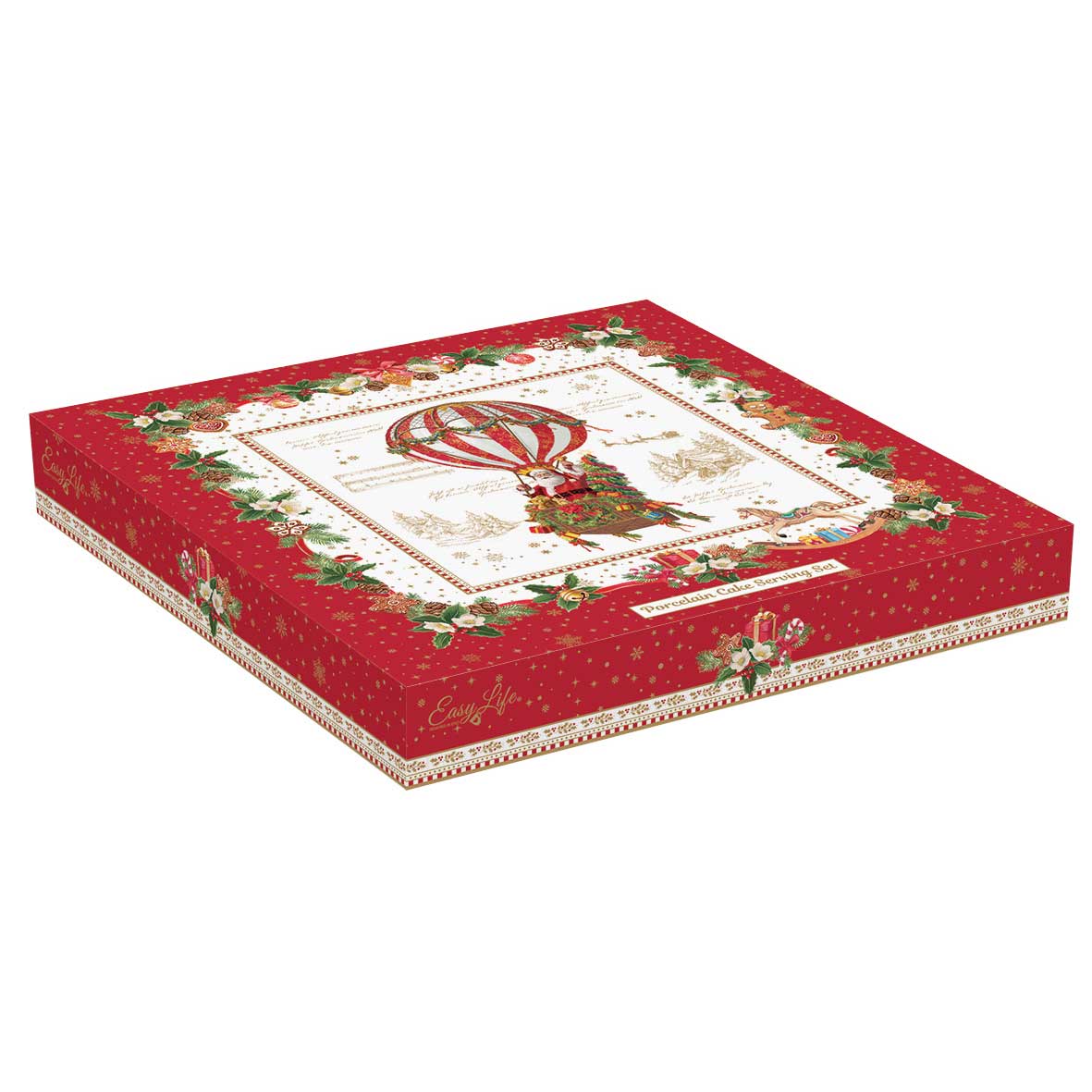Tortatál Karácsonyi porcelán tortatál lapáttal díszdobozban Christmas Memories