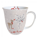 Bögre, csésze Karácsonyi szarvasos porcelánbögre Sniffing Deer 400ml