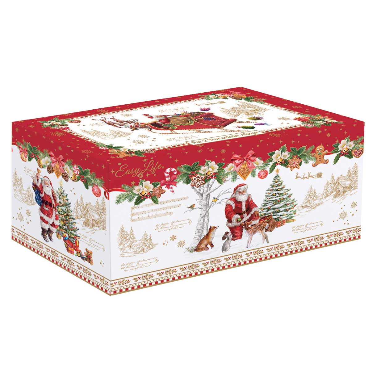 Bögre, csésze Karácsonyi télapós porcelán bögre szett díszdobozban Christmas Memories