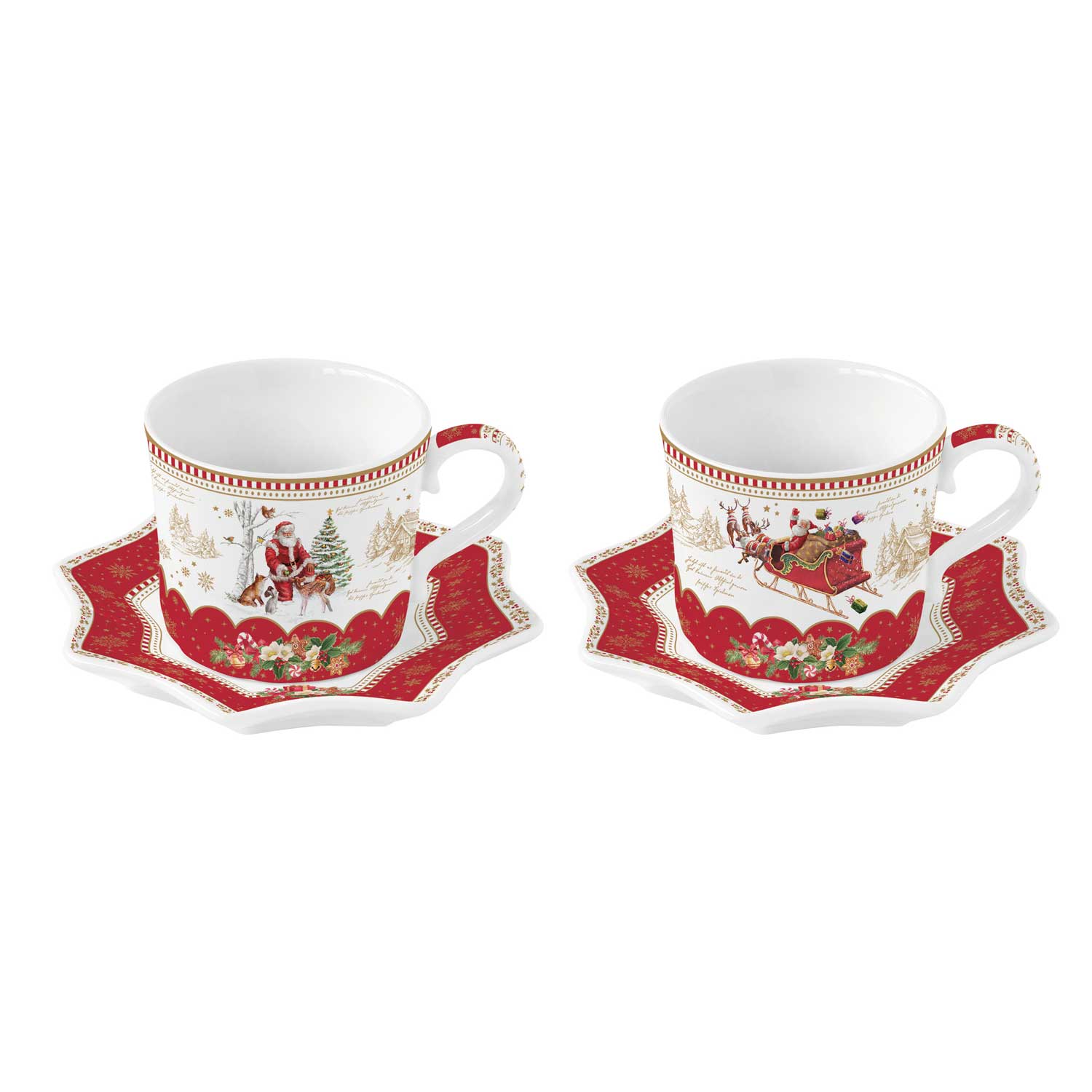 Bögre, csésze Karácsonyi télapós porcelán eszpresszó csésze szett díszdobozban Christmas Memories