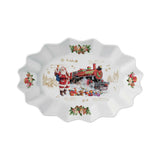 Kínáló tál Karácsonyi télapós porcelán ovális tálca díszdobozban Christmas Memories