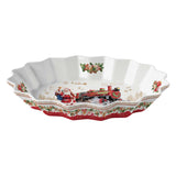 Kínáló tál Karácsonyi télapós porcelán ovális tálca díszdobozban Christmas Memories