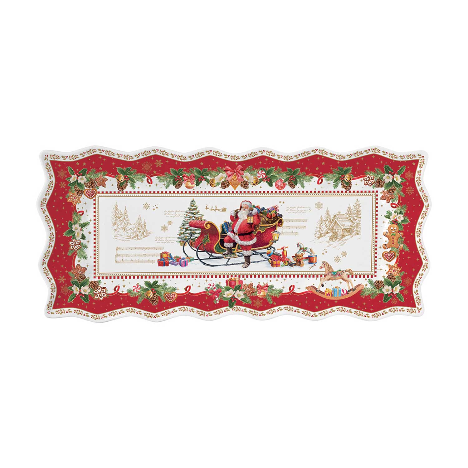 Kínáló tál Karácsonyi télapós porcelán tálca díszdobozban Christmas Memories