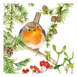 Szalvéta Karácsonyi vörösbegy papírszalvéta Robin in Tree 33x33 cm