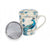 Bögre, csésze Páva mintás porcelán teás bögre szűrővel kék